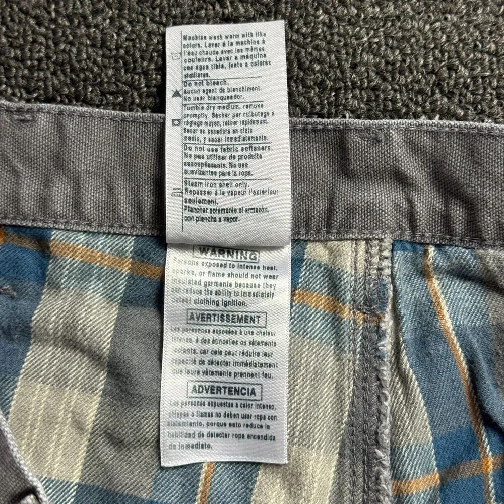Carhartt Flannel Lined Dungaree Pants Size 34X30 Gray B111 GVL Workwear